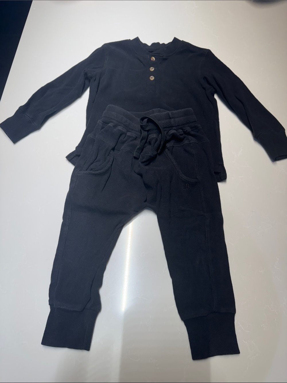 Little Bipsy Black Ribbed Jogger Pants